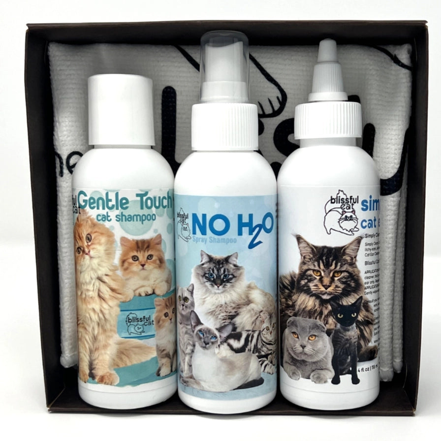 The Blissful Cat Shampoo Combo Kit, Set of 3 with Towel