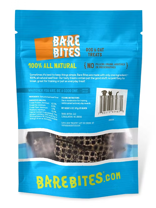 Bare Bites Beef Liver Treats Pouch
