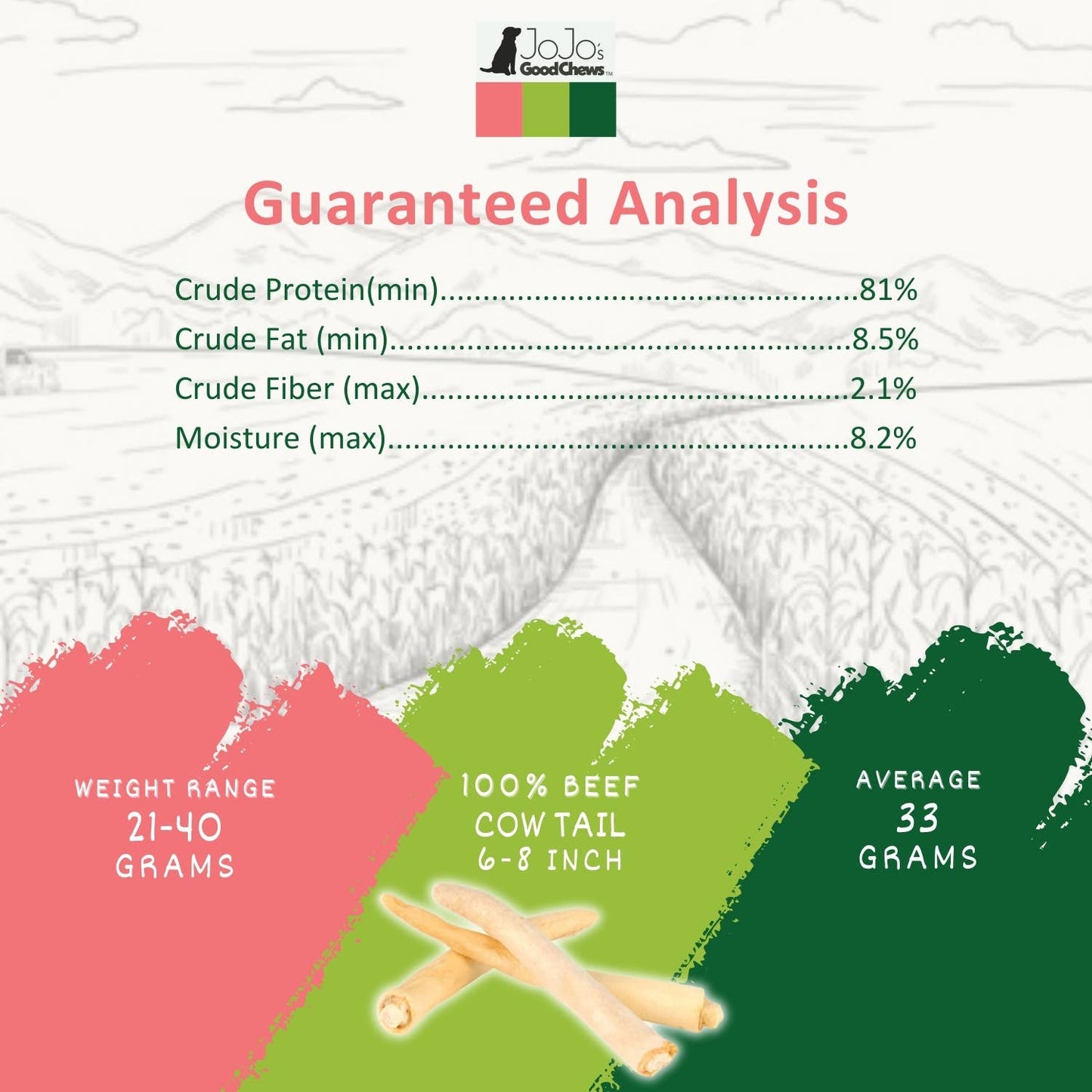 Jojo Modern Pets - All-Natural Cow Tail Dog Treats 6 - 8 Inch