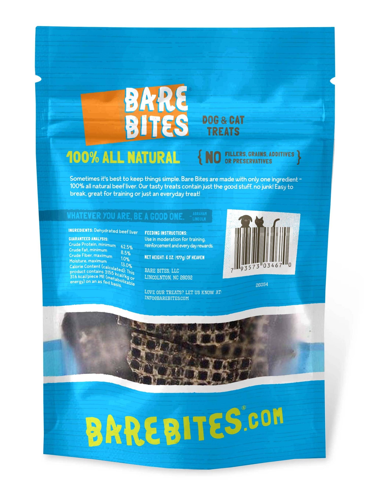 Bare Bites - 6 oz. Bare Bites Beef Liver Treats Stand Up Pouch - Item # 2