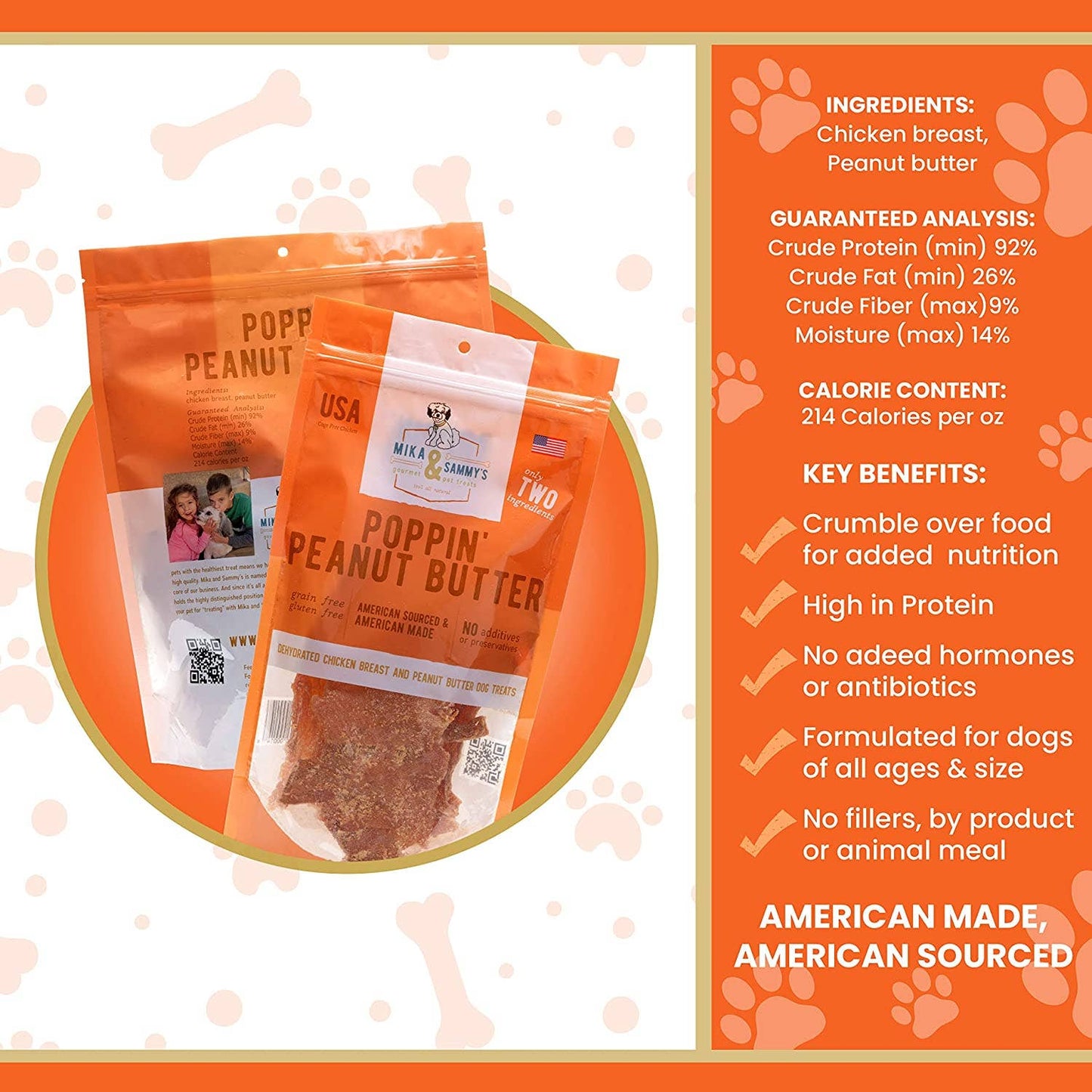 Mika and Sammy's Gourmet Pet Treats - Poppin’ Peanut Butter: 5oz Bag