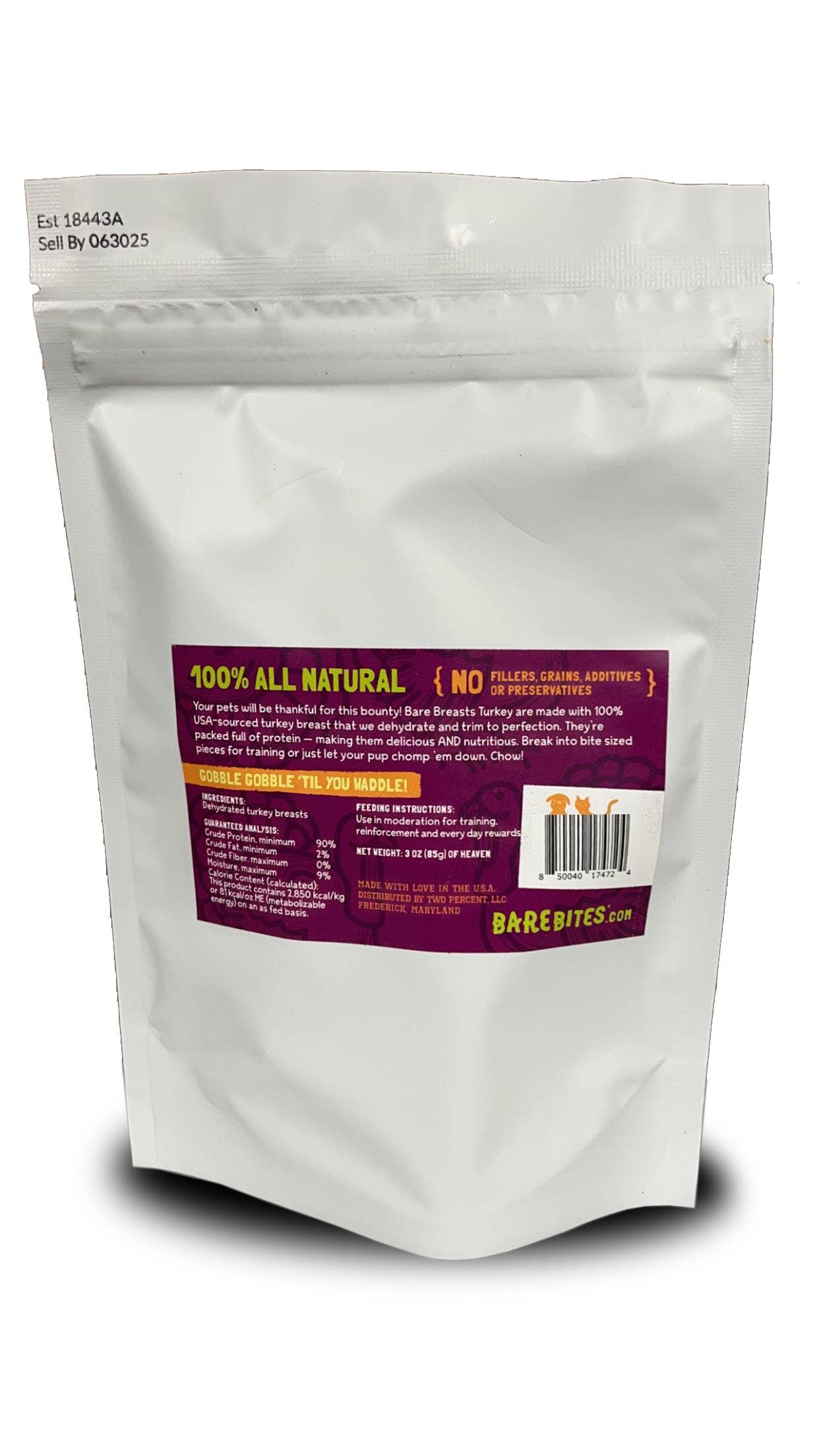 Bare Bites - 3oz. Bare Breast TURKEY - Item #23032