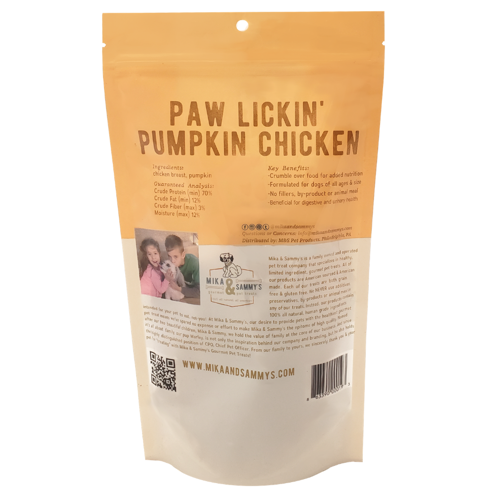 Mika and Sammy's Gourmet Pet Treats - Paw Lickin' Pumpkin Chicken: 5oz Bag