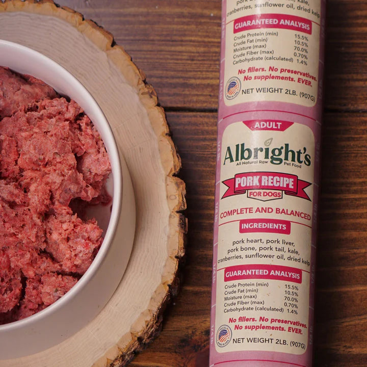 Albright's Raw Pork Dog Food (Egg Free!)