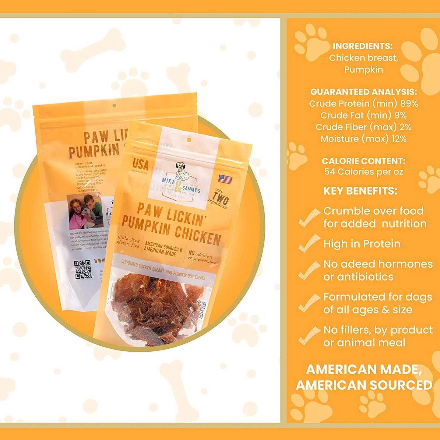 Mika and Sammy's Gourmet Pet Treats - Paw Lickin' Pumpkin Chicken: 5oz Bag