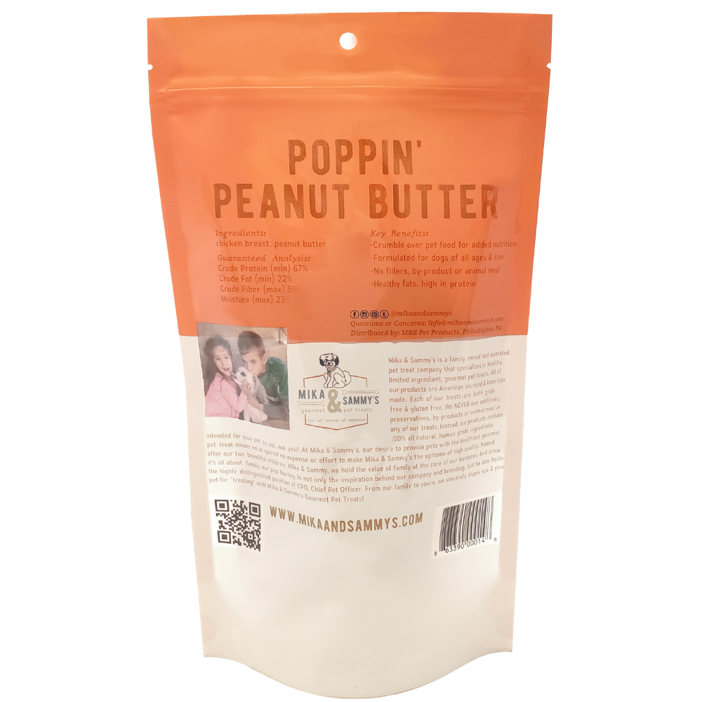 Mika and Sammy's Gourmet Pet Treats - Poppin’ Peanut Butter: 5oz Bag