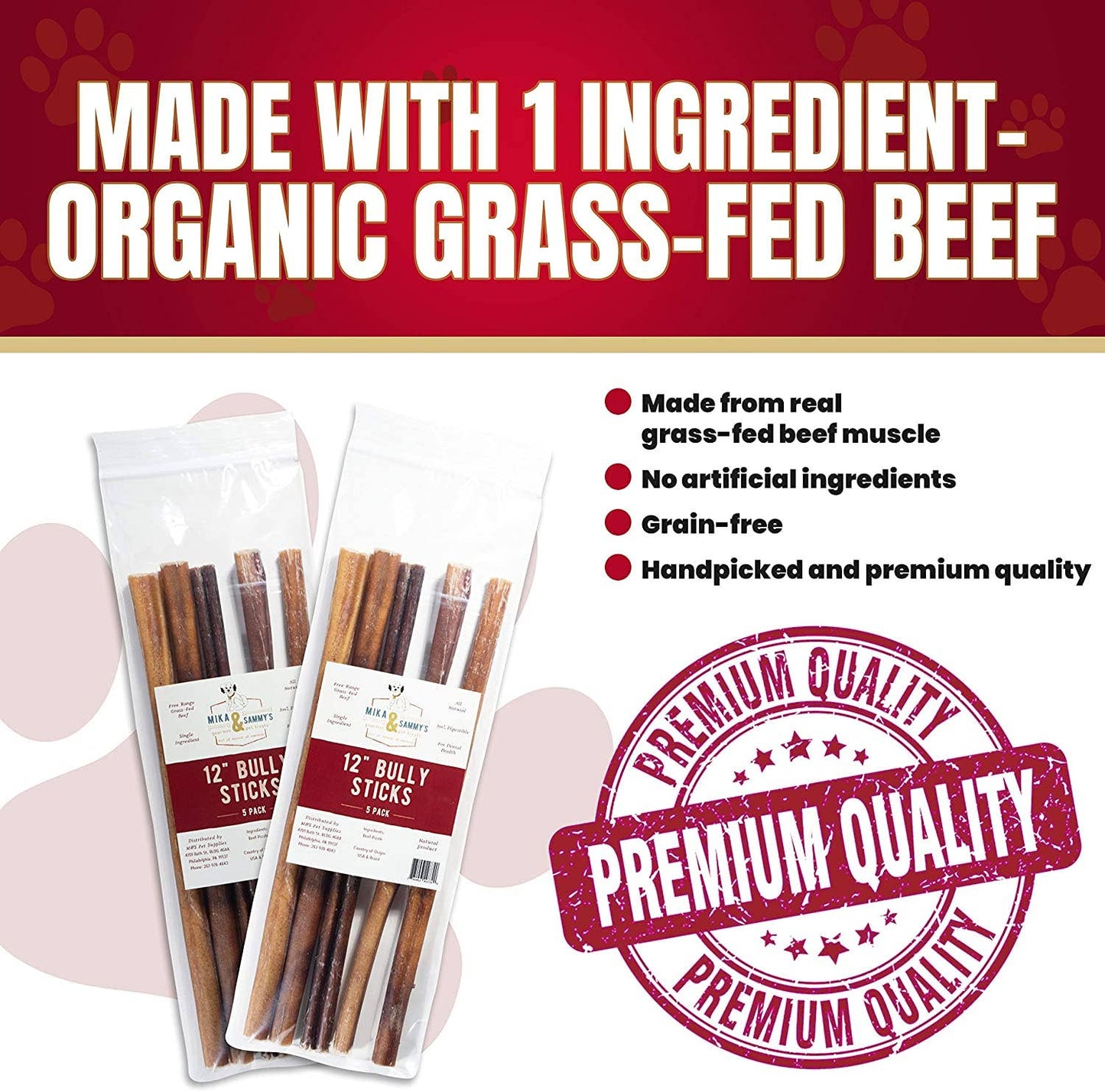 Mika and Sammy's Gourmet Pet Treats - Jumbo Bully Sticks: 6"