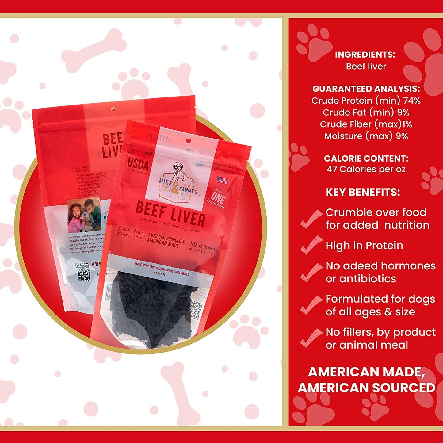 Mika and Sammy's Gourmet Pet Treats - Blazin' Beef aka Beef Liver: 5oz Bag