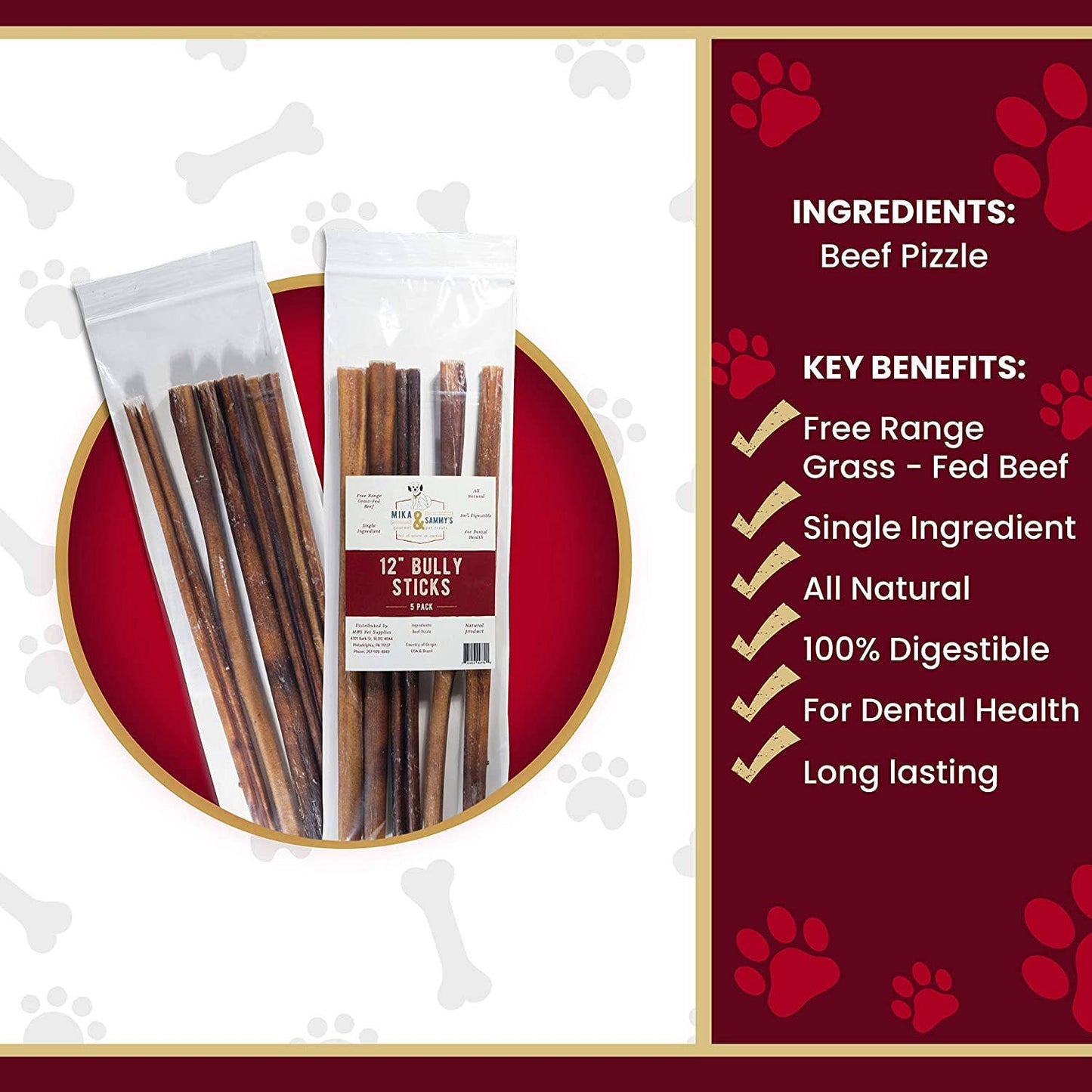 Mika and Sammy's Gourmet Pet Treats - Jumbo Bully Sticks: 6"
