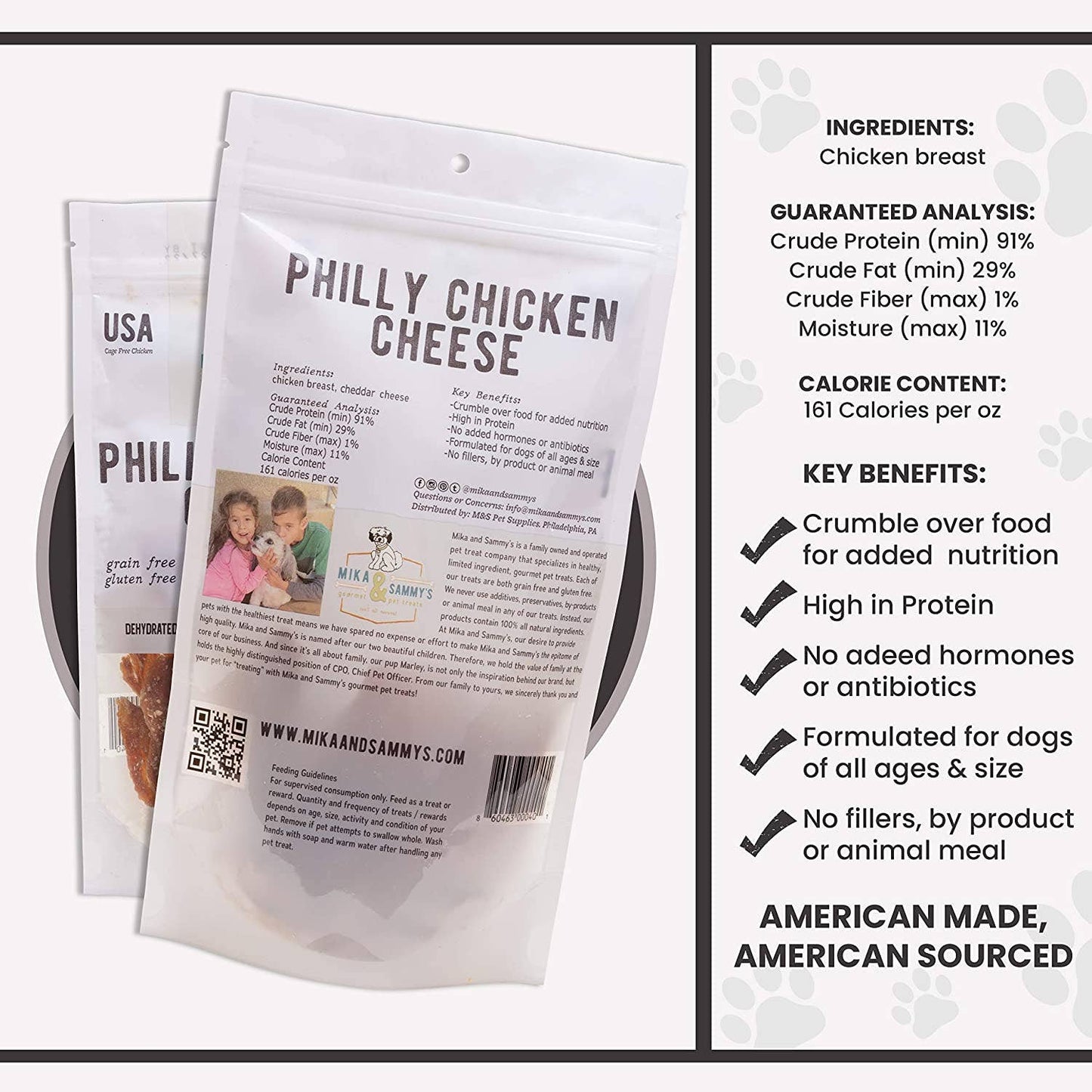 Mika and Sammy's Gourmet Pet Treats - Philly Chicken Cheese: 5oz Bag