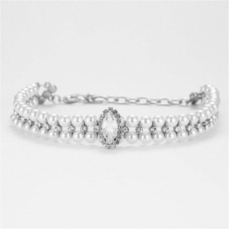 Bling Rhinestone Pearl Necklace Pet Collars