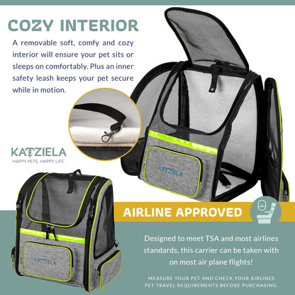 Katziela Hybrid Adventurer Pet Carrier - Green