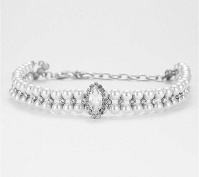 Bling Rhinestone Pearl Necklace Pet Collars