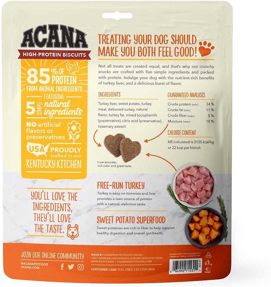 ACANA High-Protein Biscuits Grain-Free Turkey Liver Recipe  Dog Treats