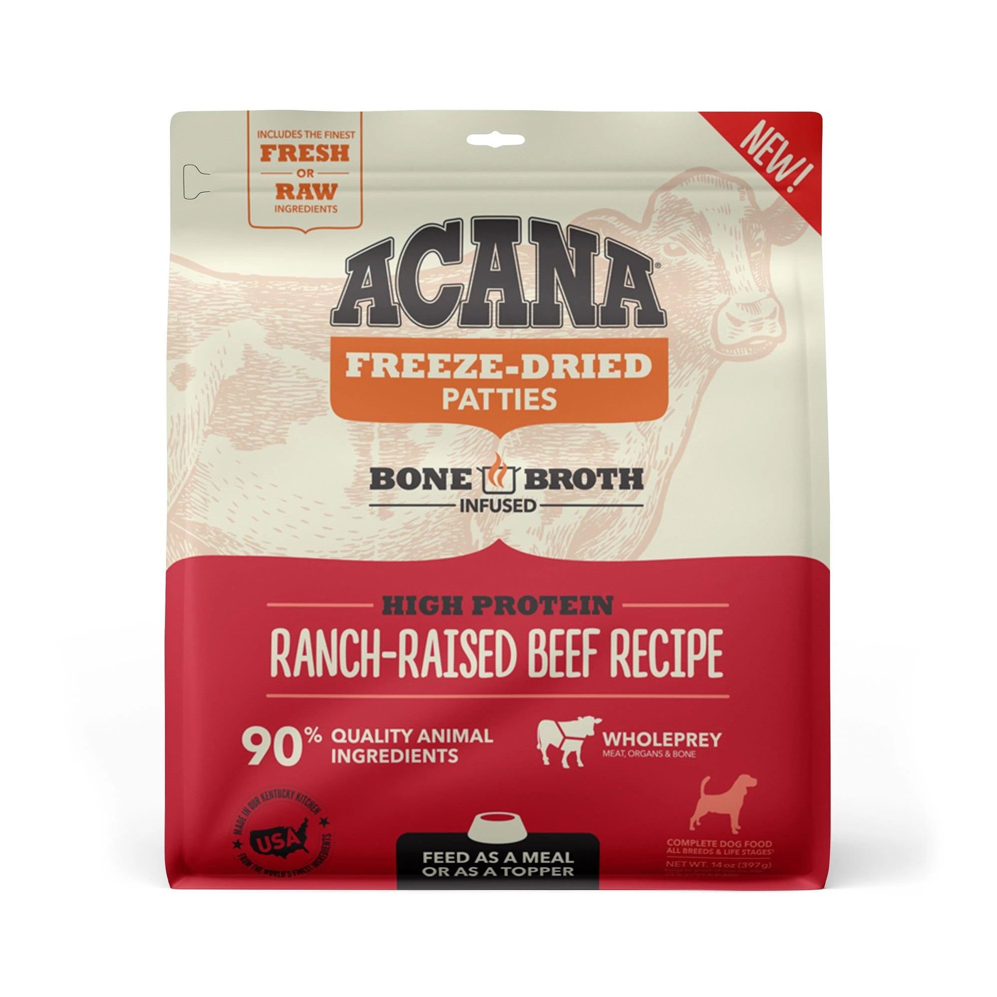 Acana Ranch Raised Beef Recipe Freeze Dried Dog Food Patties