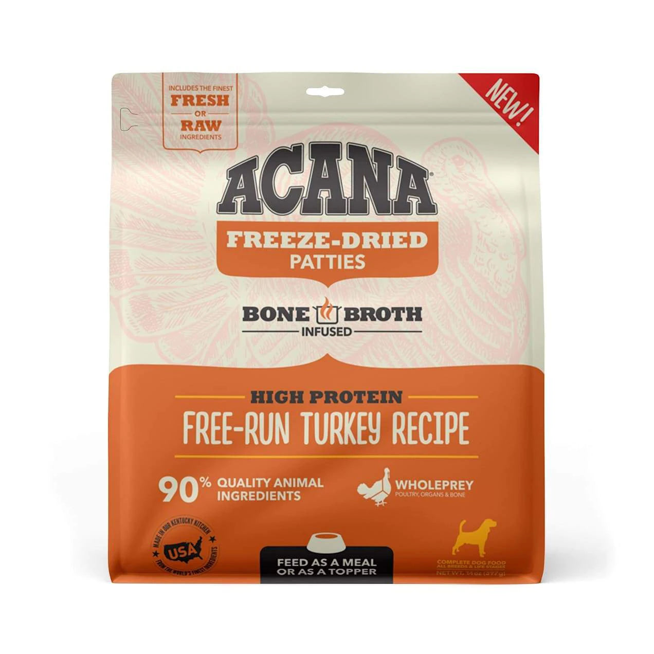 Acana Ranch Free Run Turkey Recipe Freeze Dried Dog Food Patties