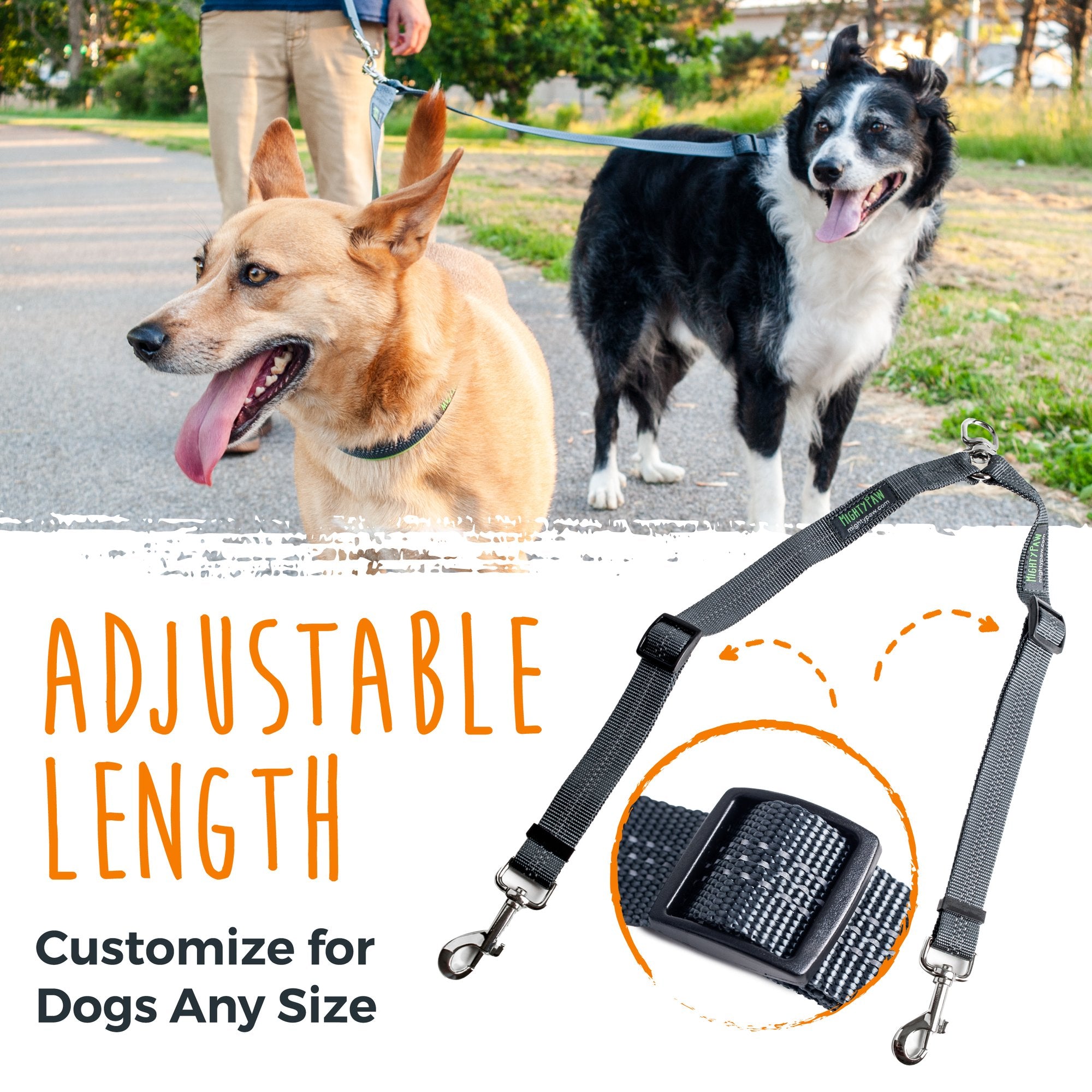 Adjustable-Length Double Dog Leash
