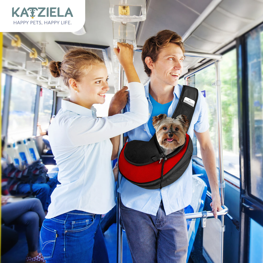Katziela Expandable Sling Dog &amp; Cat Carrier - Red