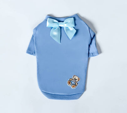 Hello Doggie Baby Bear Dog T-Shirt - Blue, Medium
