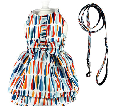 Chic Raindrop Harness Dress with Matching Leash