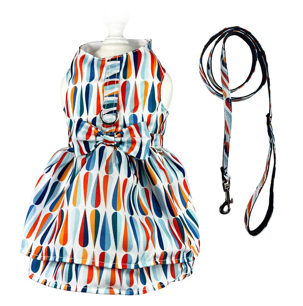 Chic Raindrop Harness Dress with Matching Leash