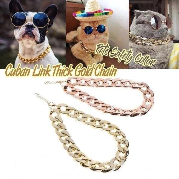 Thick Gold Chain Pets Safety Collar (Adjustable Length)