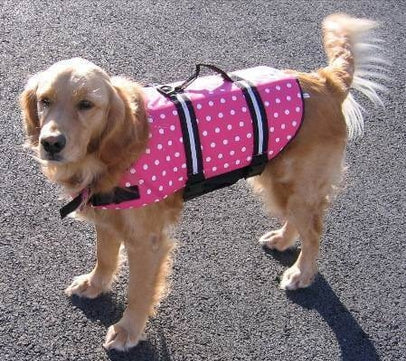 Paws Aboard Pink Polka Dot Dog Life Jacket (Fido Pet)
