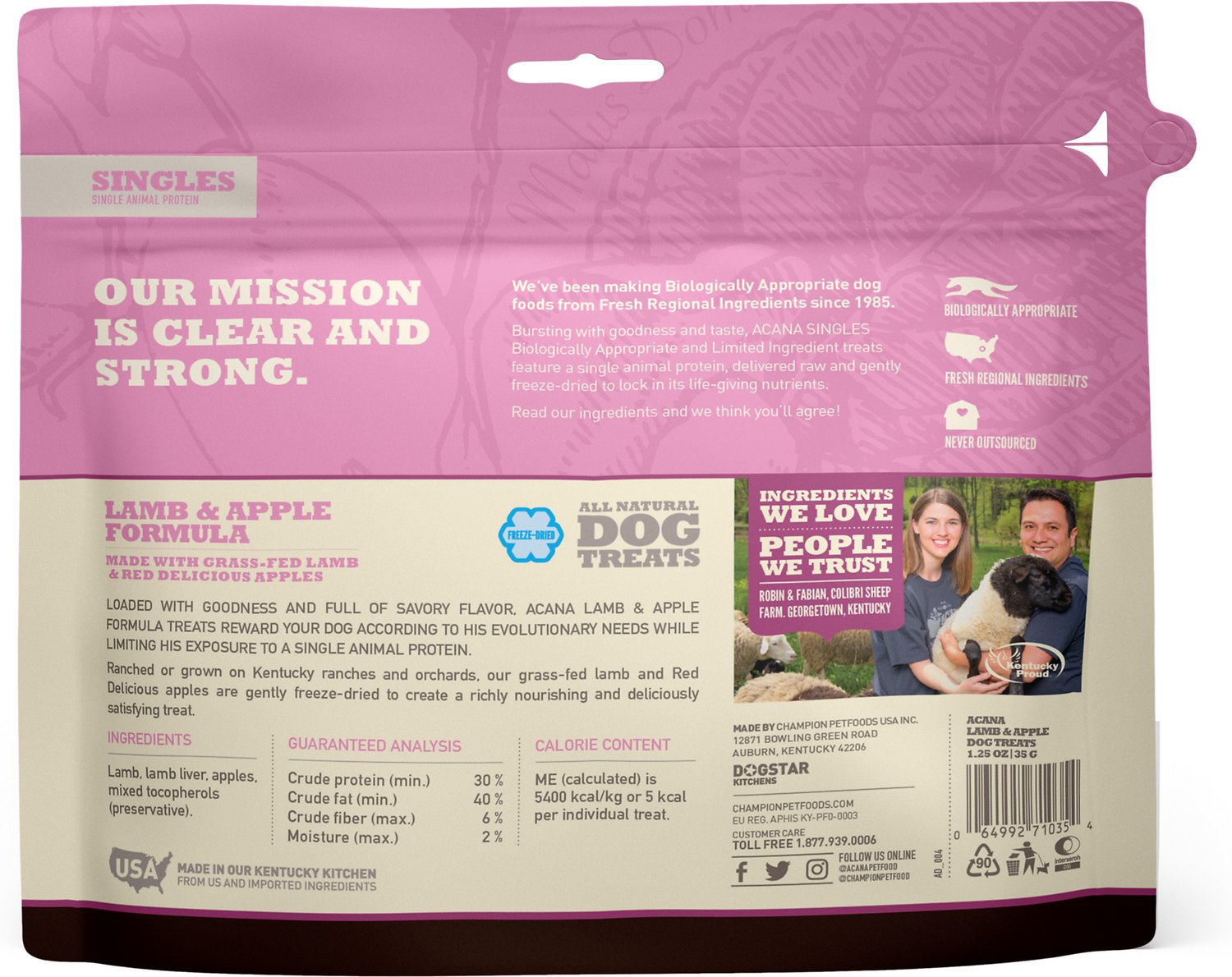 ACANA Singles Lamb & Apple Formula Grain-Free Freeze-Dried Dog Treats
