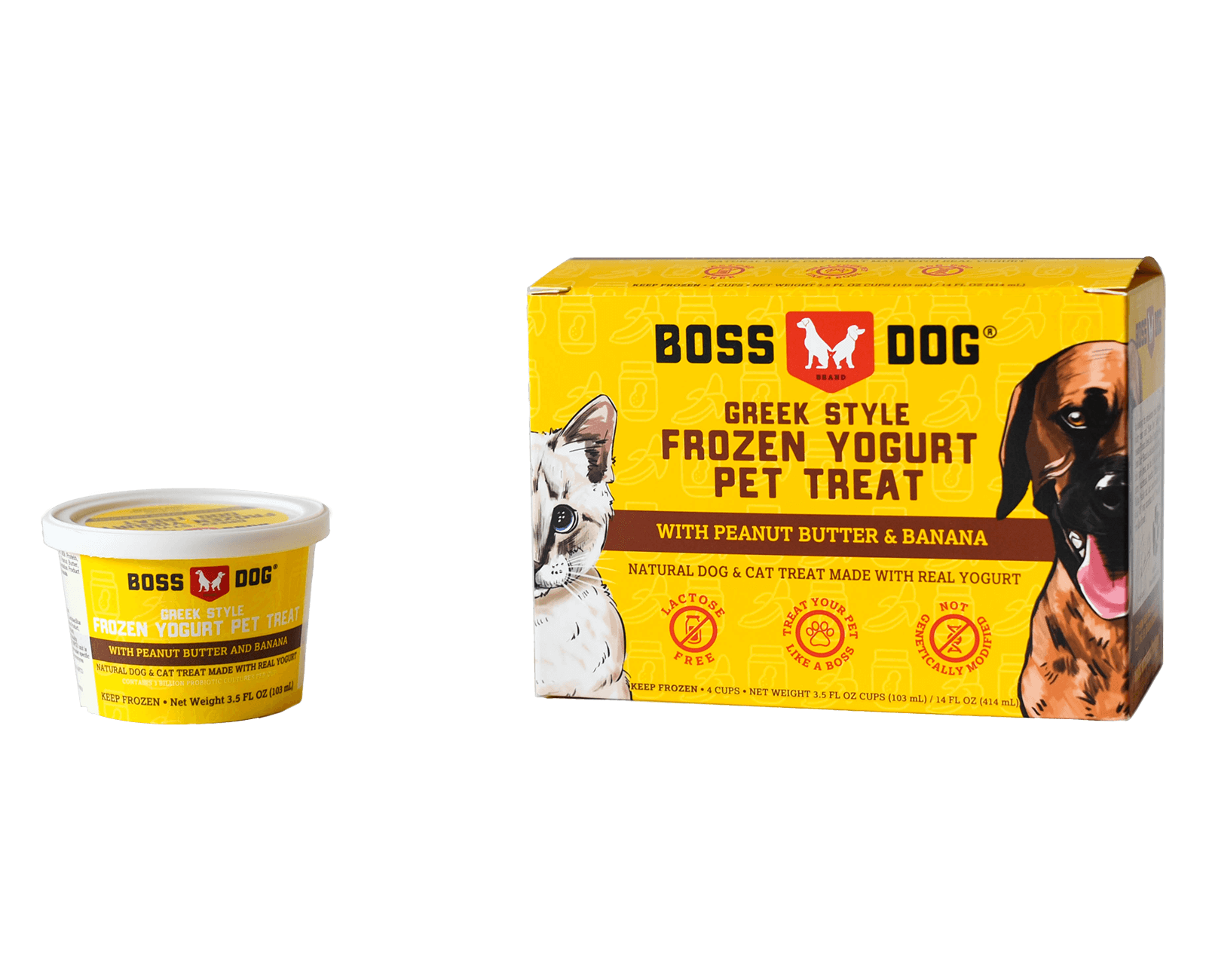 Boss Dog Greek Style Frozen Yogurt -  Peanut Butter & Banana Pet Treat