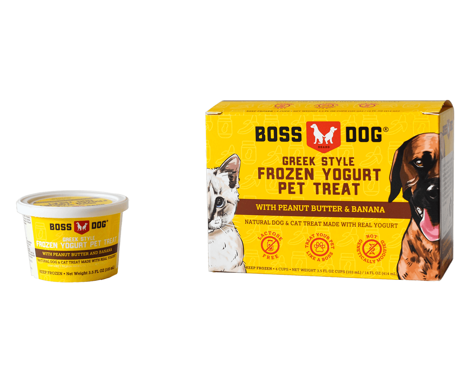 Boss Dog Greek Style Frozen Yogurt -  Peanut Butter &amp; Banana Pet Treat