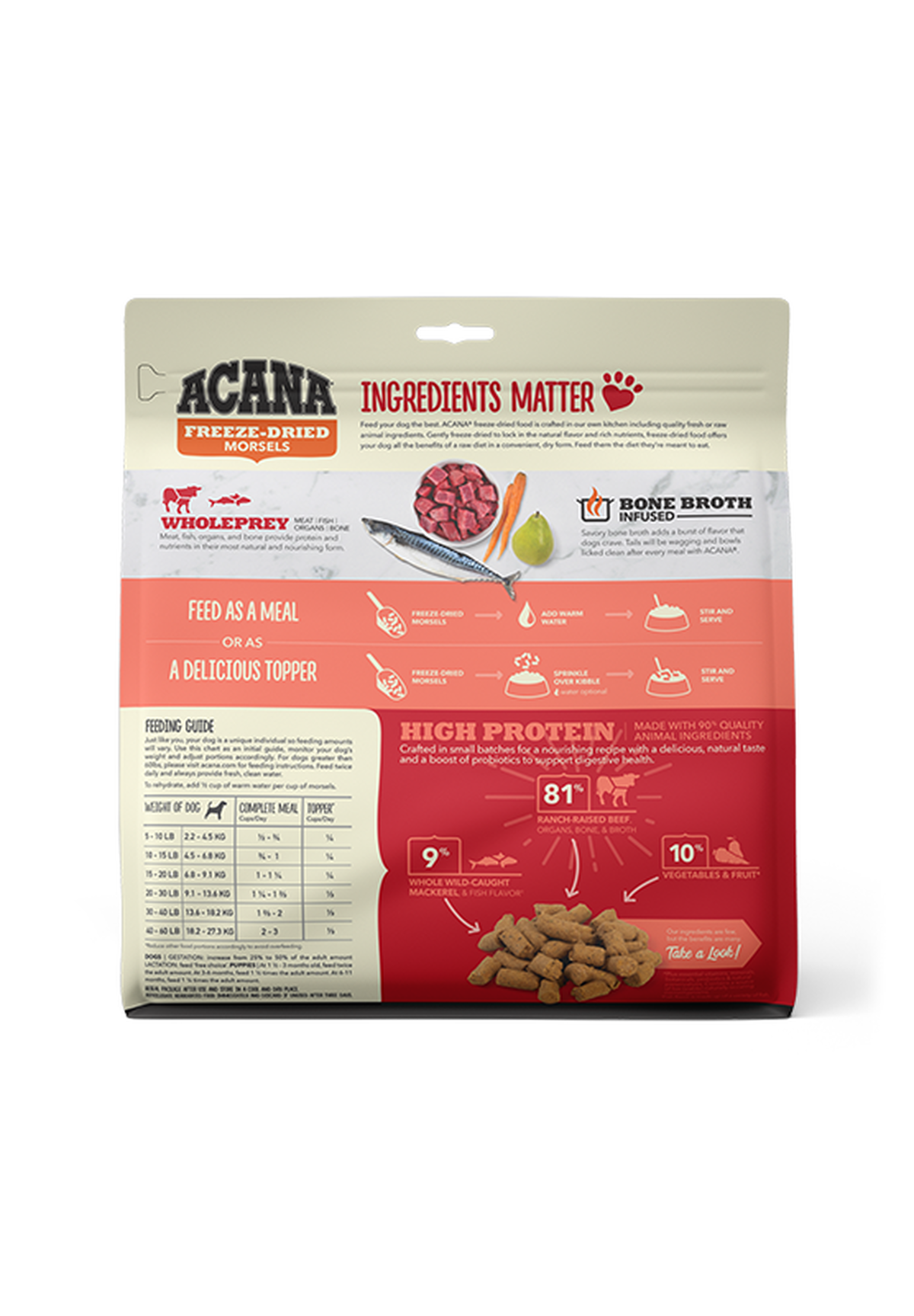 Acana Freeze-Dried Food, Ranch-Raised Beef Recipe Morsels Freeze-Dried Food