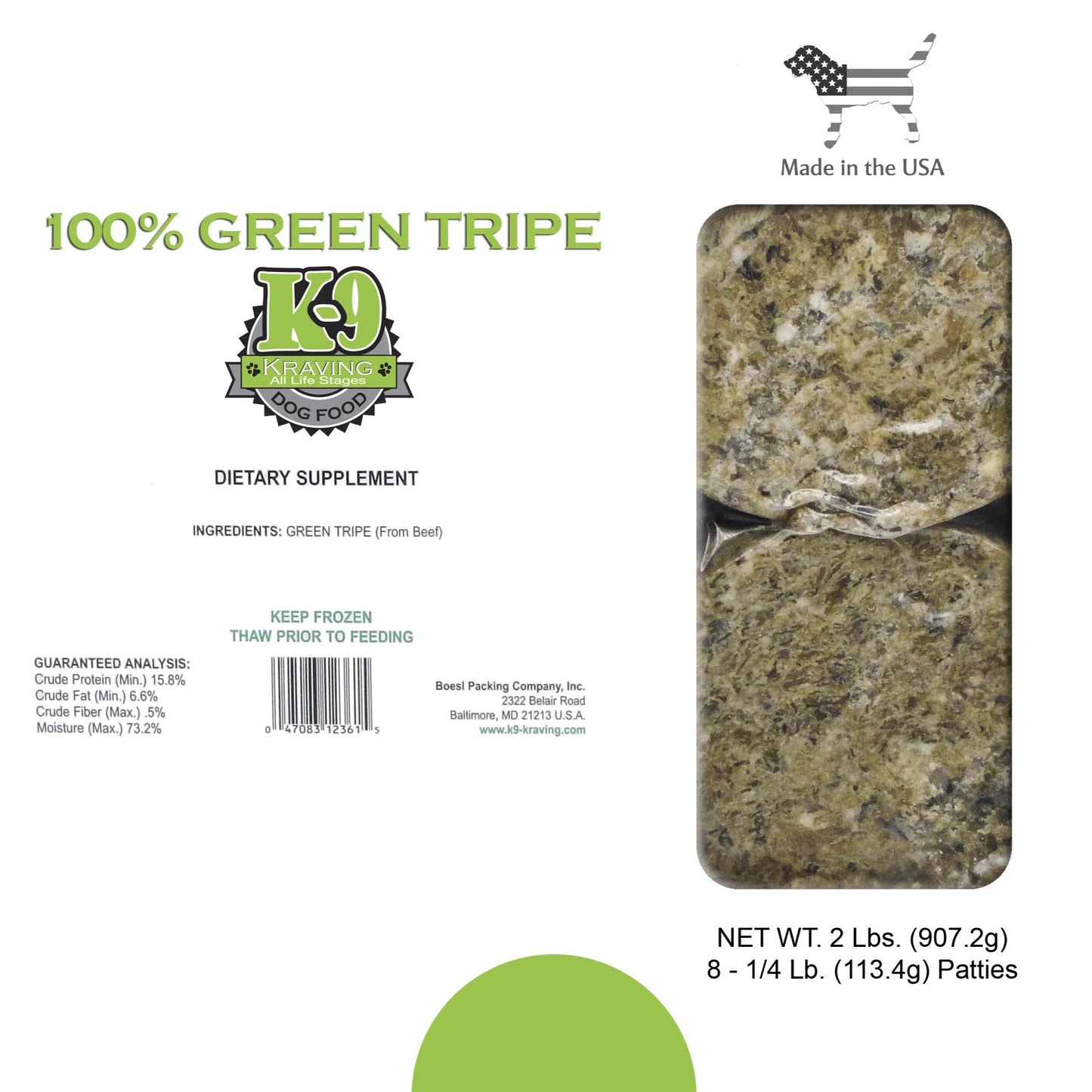 K-9 Kraving 100% Green Tripe