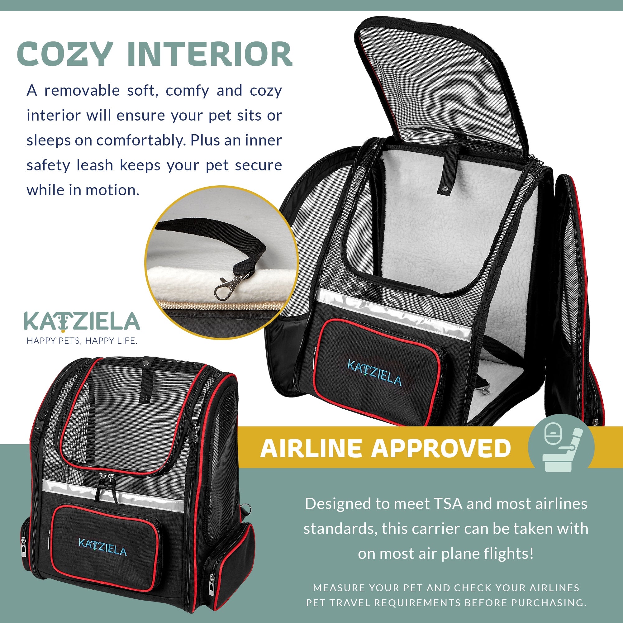 Katziela Hybrid Adventurer Pet Carrier - Black