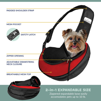 Katziela Expandable Sling Dog &amp; Cat Carrier - Red