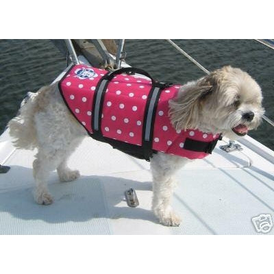 Paws Aboard Pink Polka Dot Dog Life Jacket (Fido Pet)