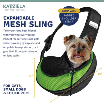 Katziela Expandable Sling Dog &amp; Cat Carrier - Green
