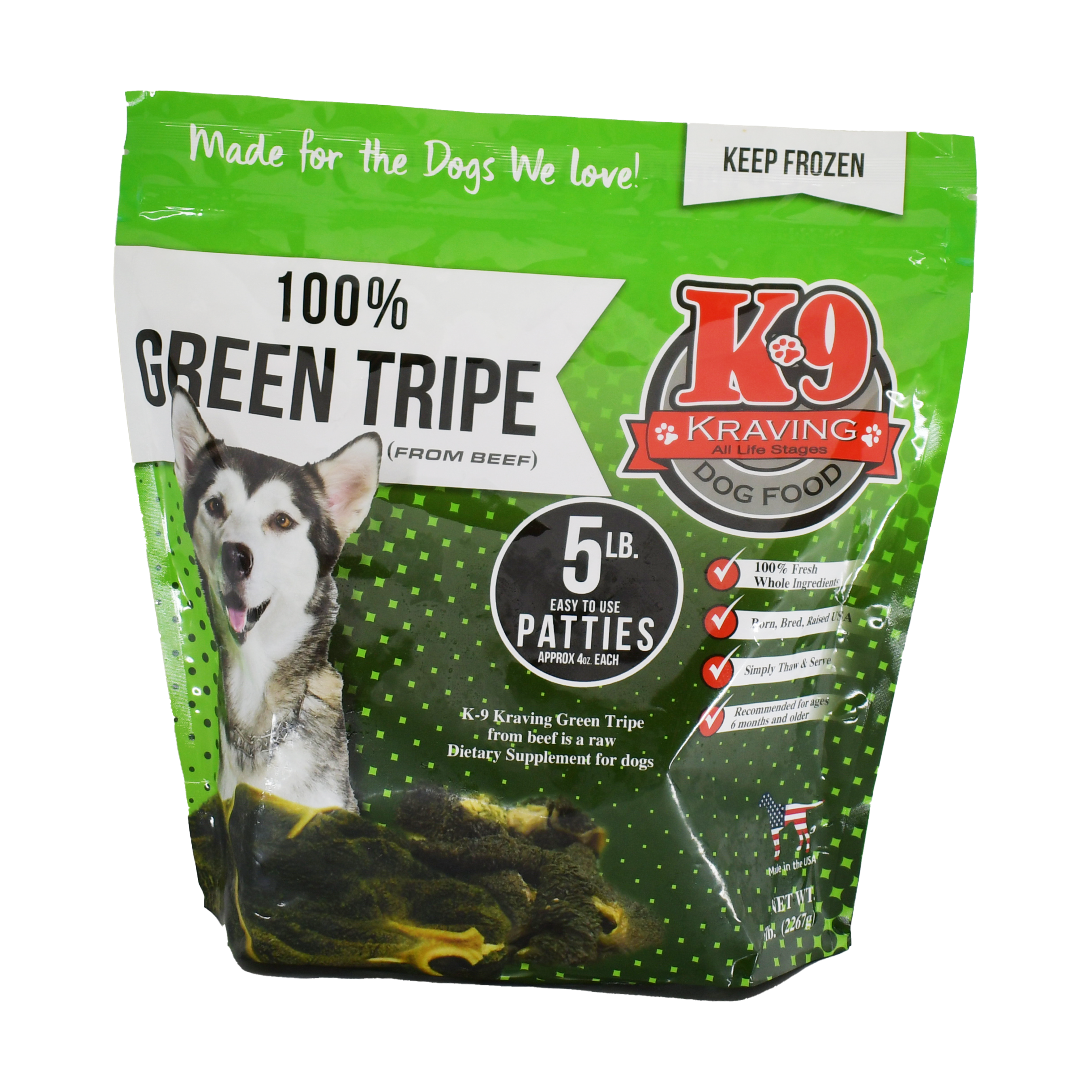 K 9 Kraving 100 Green Tripe Omorog Raw Pet Food